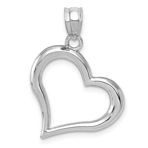 Image of 14K White Gold Polished Open Heart Pendant