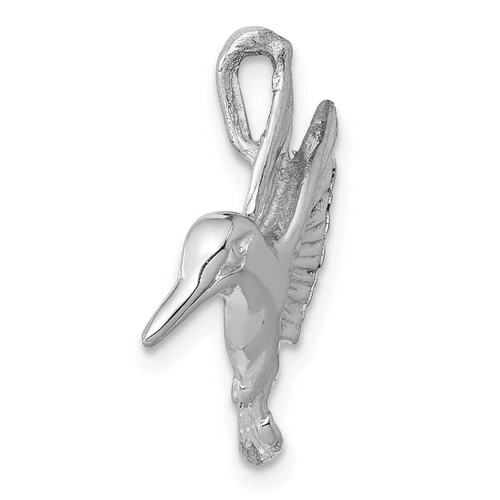 Image of 14K White Gold Polished Open-Backed Hummingbird Slide Pendant