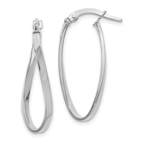 Image of 26mm 14K White Gold Polished Oval Hoop Earrings 38F