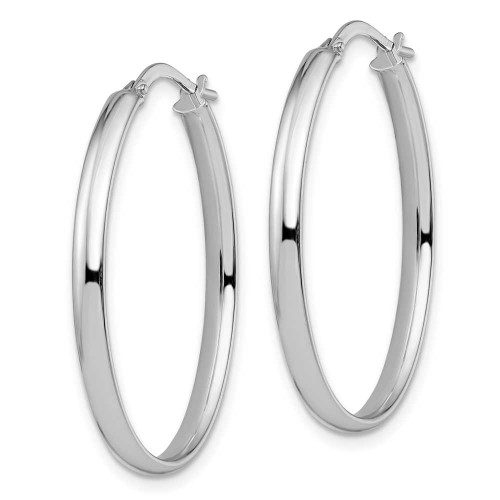 Image of 34mm 14K White Gold Polished Oval Hoop Earrings LE1046