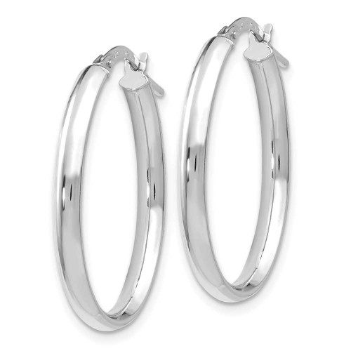 Image of 26mm 14K White Gold Polished Oval Hoop Earrings LE1049
