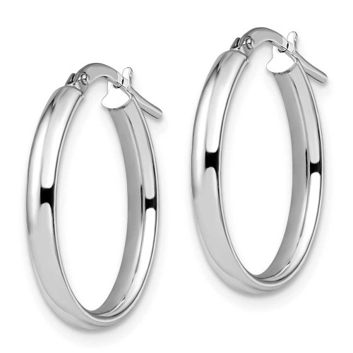 Image of 22mm 14K White Gold Polished Oval Hoop Earrings LE1052