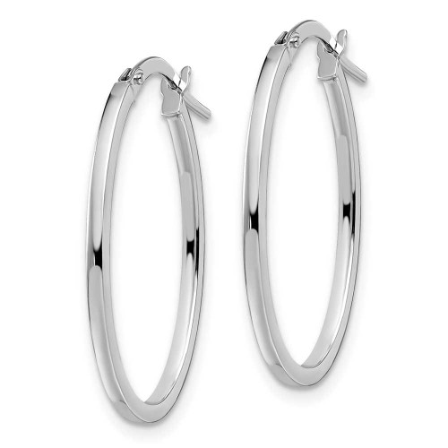 Image of 27mm 14K White Gold Polished Oval Hoop Earrings LE593