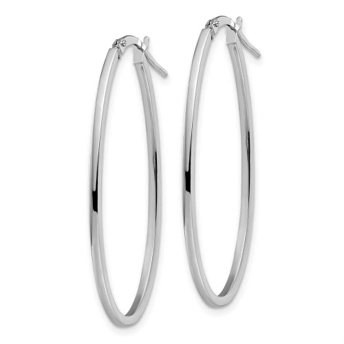 Image of 40mm 14K White Gold Polished Oval Hoop Earrings LE594
