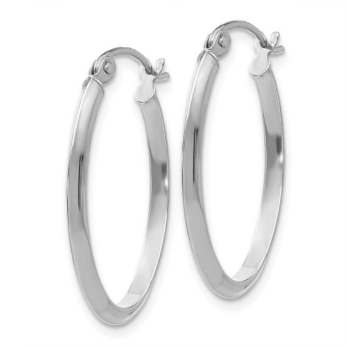 Image of 22mm 14K White Gold Polished Oval Tube Hoop Earrings TF972