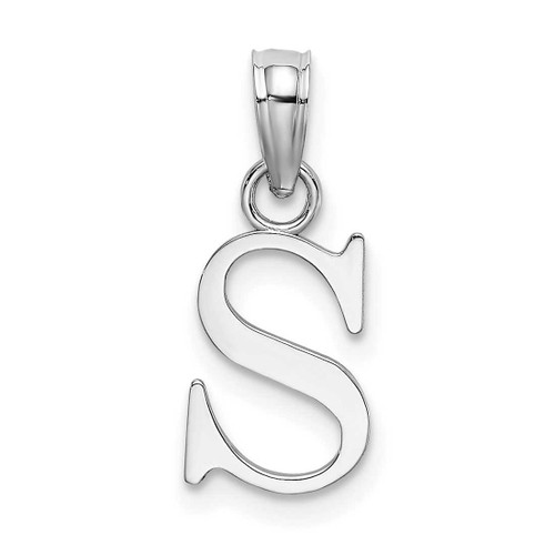 Image of 14K White Gold Polished S Block Initial Pendant