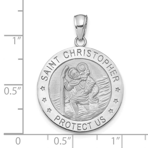 Image of 14K White Gold Polished Saint Christopher Medal Pendant