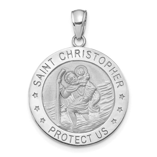 Image of 14K White Gold Polished Saint Christopher Medal Pendant