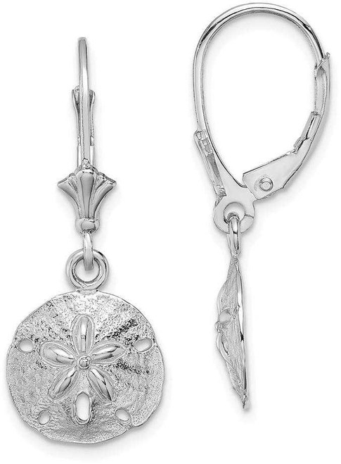 Image of 29.25mm 14K White Gold Polished Sand Dollar Leverback Earrings TF1816W