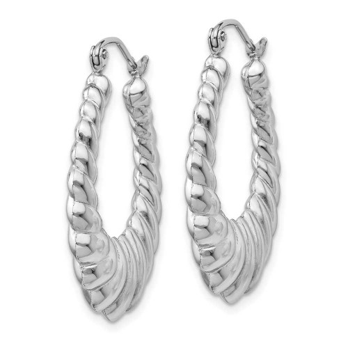 Image of 14mm 14K White Gold Polished Scalloped Hoop Earrings