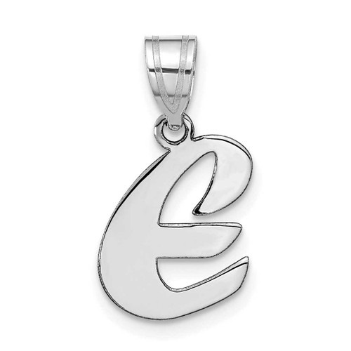 Image of 14K White Gold Polished Script Letter E Initial Pendant