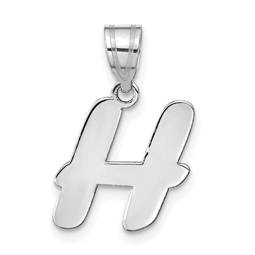 Image of 14K White Gold Polished Script Letter H Initial Pendant