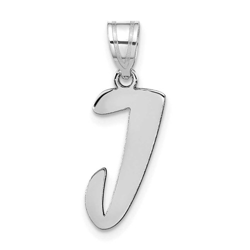 Image of 14K White Gold Polished Script Letter J Initial Pendant