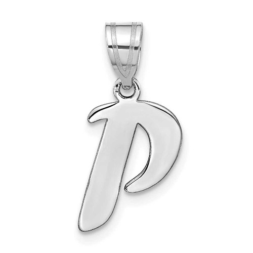 Image of 14K White Gold Polished Script Letter P Initial Pendant