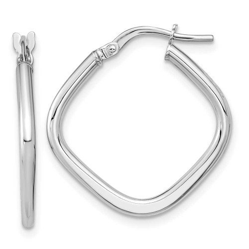 Image of 23.65mm 14K White Gold Polished Square Hoop Earrings