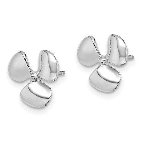 Image of 14K White Gold Polished Three Blade Propeller w/ Center Bead Post Earrings
