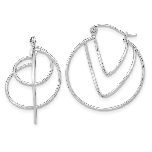 Image of 26.85mm 14K White Gold Polished Twisted Circles Hoop Earrings TF1232W