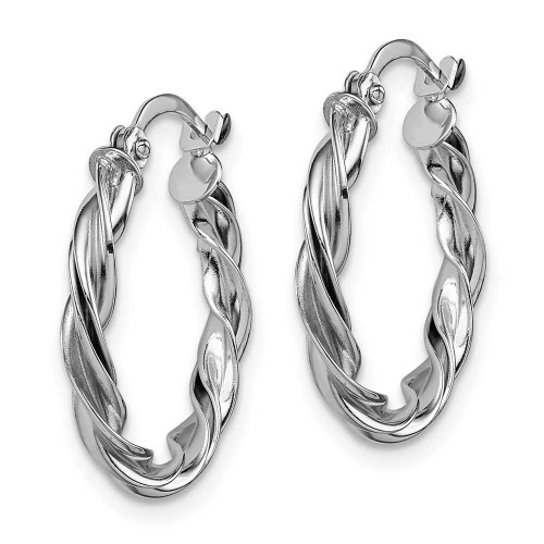 Image of 20.5mm 14k White Gold Polished Twisted Hoop Earrings TF1606W