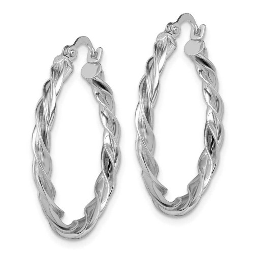 Image of 26.5mm 14K White Gold Polished Twisted Hoop Earrings TF1607W