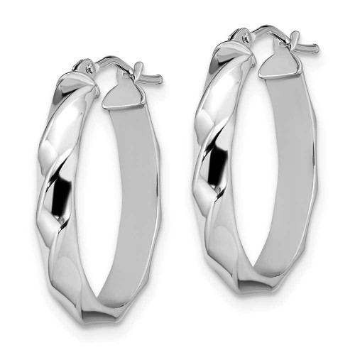 Image of 22mm 14K White Gold Polished Twisted Oval Hoop Earrings LE356