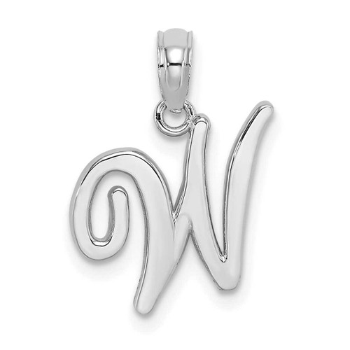 Image of 14K White Gold Polished W Script Initial Pendant