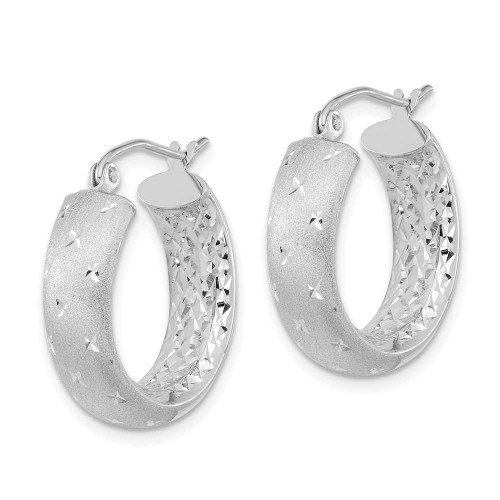 Image of 20.83mm 14K White Gold Polished, Satin & Shiny-Cut In/Out Hoop Earrings TF1047W