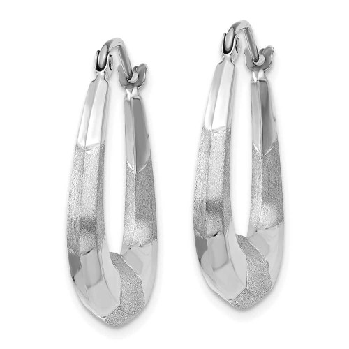 Image of 23mm 14K White Gold Polished, Satin and Shiny-Cut Hoop Earrings