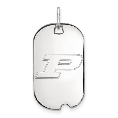 14K White Gold Purdue Small Dog Tag by LogoArt (4W022PU)