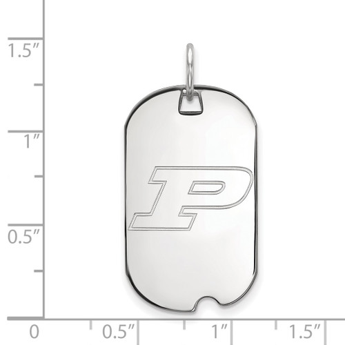 14K White Gold Purdue Small Dog Tag by LogoArt (4W022PU)