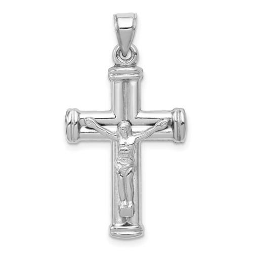 Image of 14K White Gold Reversible Crucifix / Cross Pendant D3261