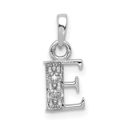 Image of 14K White Gold Rhodium-plated Diamond Letter E Initial Pendant