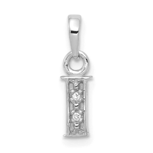 Image of 14K White Gold Rhodium-plated Diamond Letter I Initial Pendant