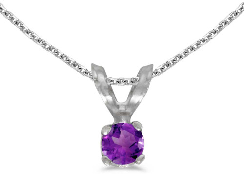 Image of 14k White Gold Round Amethyst Pendant (Chain NOT included) (CM-P1418XW-02)