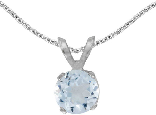 Image of 14k White Gold Round Aquamarine Pendant (Chain NOT included)