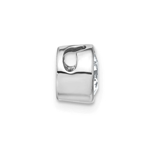 Image of 14K White Gold Round Bezel G H I True Light Moissanite Chain Slide Pendant PM6802-100-WMT