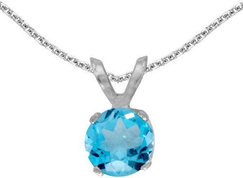 Image of 14k White Gold Round Blue Topaz Pendant (Chain NOT included)