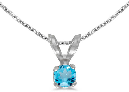 Image of 14k White Gold Round Blue Topaz Pendant (Chain NOT included) (CM-P1418XW-12)