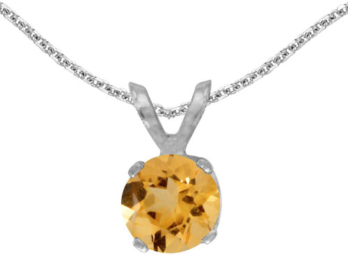 Image of 14k White Gold Round Citrine Pendant (Chain NOT included)