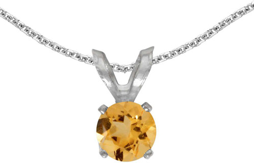 Image of 14k White Gold Round Citrine Pendant (Chain NOT included) (CM-P1414XW-11)
