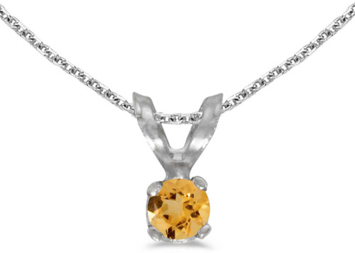 Image of 14k White Gold Round Citrine Pendant (Chain NOT included) (CM-P1418XW-11)