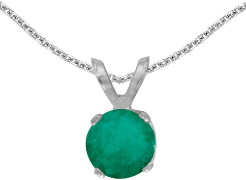 Image of 14k White Gold Round Emerald Pendant (Chain NOT included)