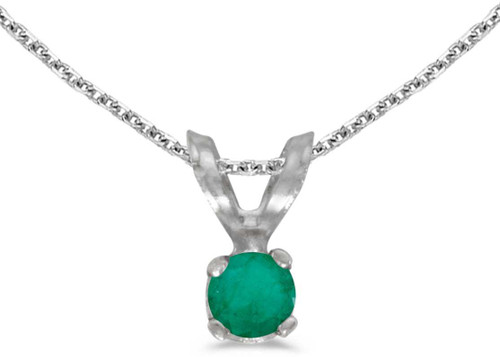 Image of 14k White Gold Round Emerald Pendant (Chain NOT included) (CM-P1418XW-05)