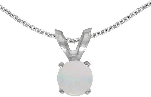 Image of 14k White Gold Round Opal Pendant (Chain NOT included) (CM-P1414XW-10)