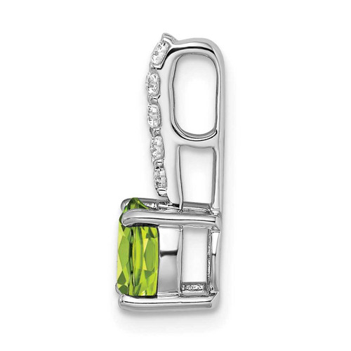 Image of 14K White Gold Round Peridot & Diamond Pendant PM7036-PE-013-WA