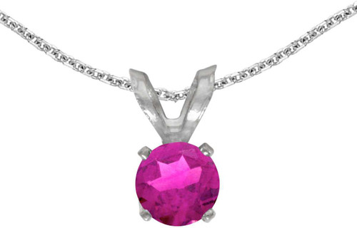 Image of 14k White Gold Round Pink Topaz Pendant (Chain NOT included) (CM-P1414XW-PT)