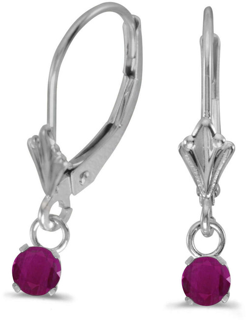 Image of 14K White Gold Round Ruby Lever-back Earrings E3463XW-07