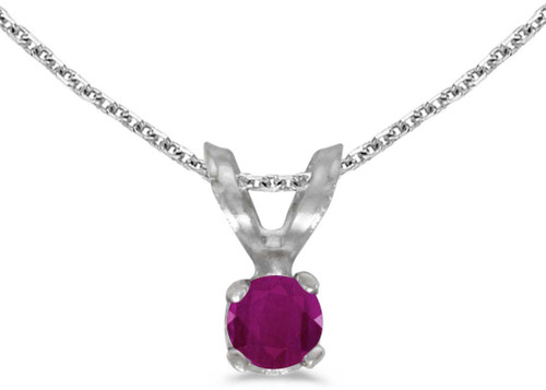 Image of 14k White Gold Round Ruby Pendant (Chain NOT included) (CM-P1418XW-07)