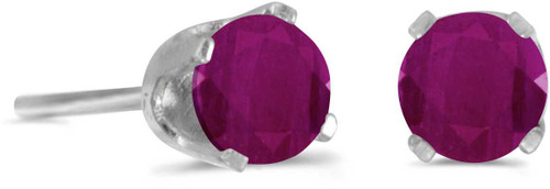 Image of 14k White Gold Round Ruby Stud Earrings