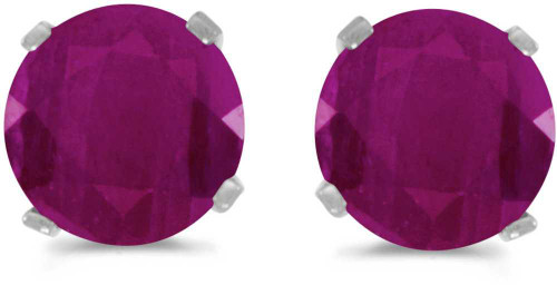 Image of 14k White Gold Round Ruby Stud Earrings (CM-E1471XW-07)