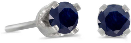 Image of 14k White Gold Round Sapphire Stud Earrings (CM-E1420XW-09)